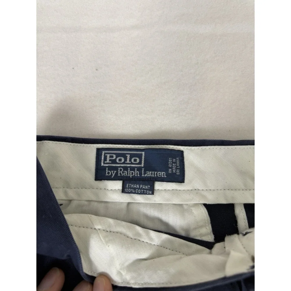 Polo Ralph Lauren Pants Mens 32x30‎ Blue Ethan Cotton Chino Pleated Casual